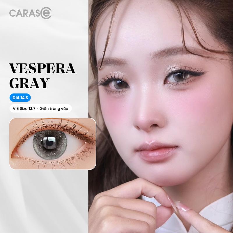   1 chiếc  Kính áp tròng khoá ẩm 8H 1 Tháng Màu Xám Ánh Nâu Khói CARASE Lens cận VESPERA GRAY 