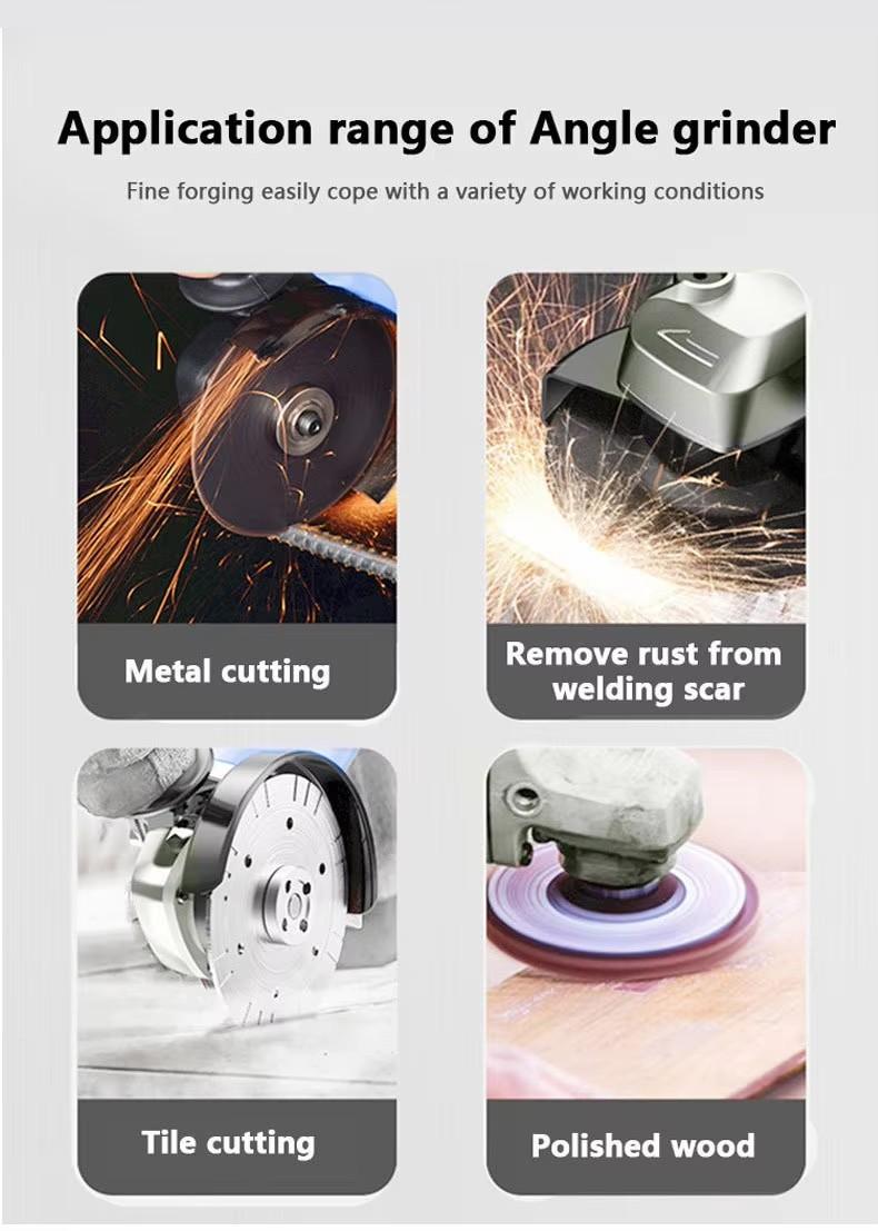 Product Introduction of 21VMakita style Cordless Brushless Angle Grinder Multi-functional Handheld Polishing Sanding High-speed Cutting Grinding Machine 10
