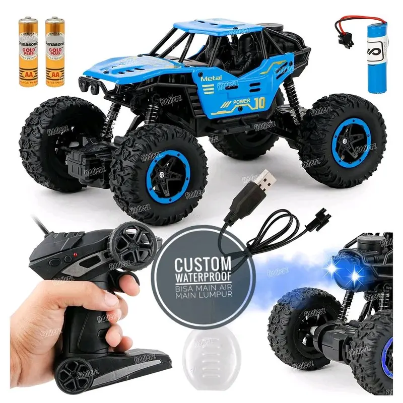 mainan mobil remote control besi rc offroad crawler waterproof bisa main air ada lampu dan asap 1