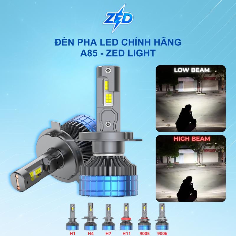  Đèn Pha LED A85 ZED LIGHT - 85W 6000K Sáng Trắng Gom Mạnh Pha Chiếu Xa Trên 200m Chuyên Lắp Oto Xe Máy 12.24V ĐiệnBình 