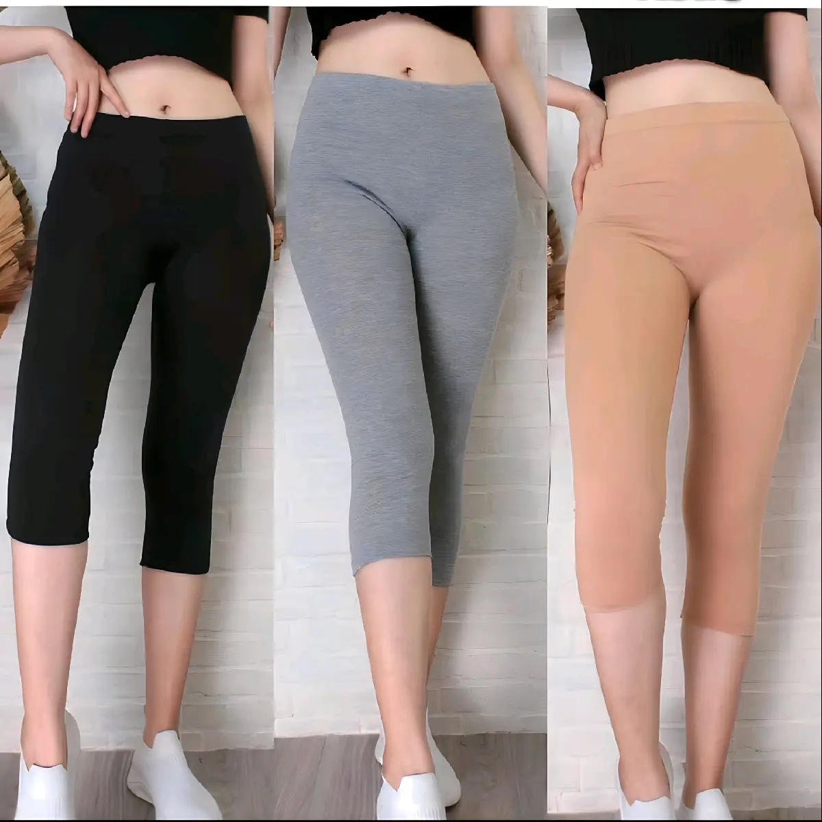LEGGING WANITA 3/4 POLOS FIT 90KG // LEJING WANITA LEMBUT // CELANA LEGGING DALEMAN WANITA 3/4 POLOS LEMBUT Spandex Nyaman