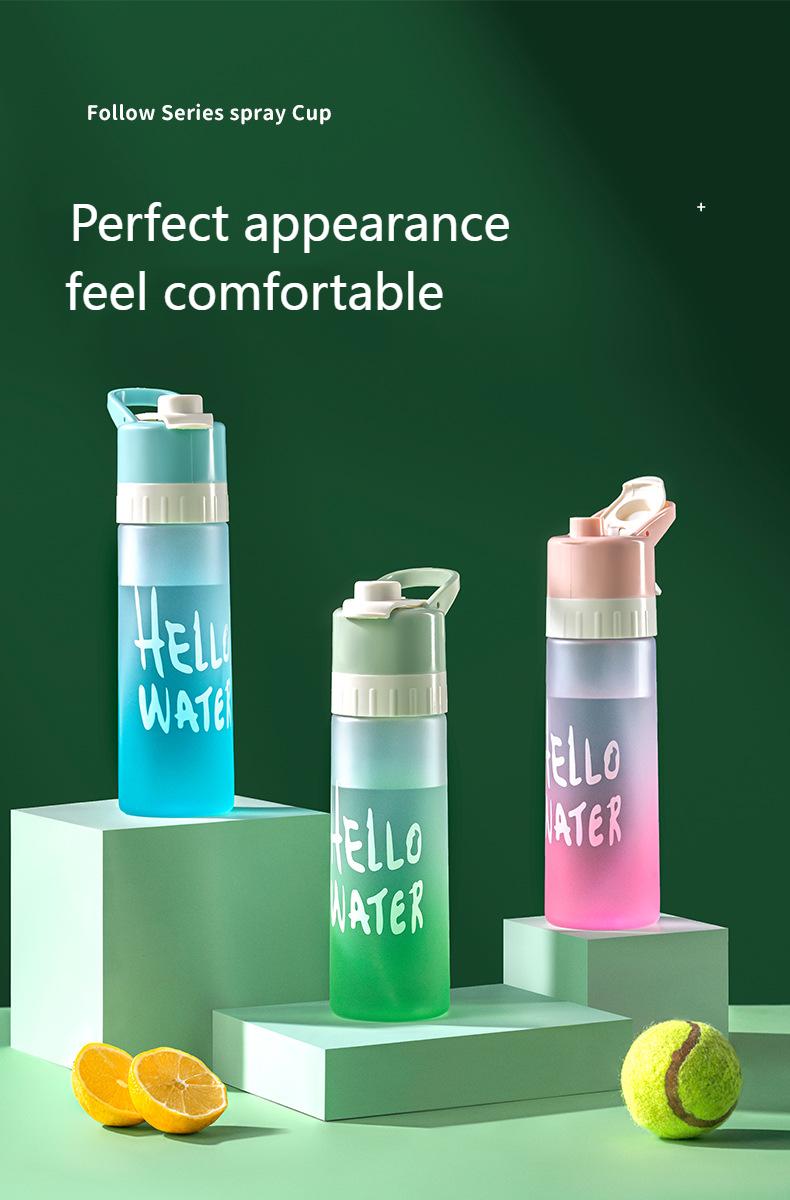 Product Introduction of Sports outdoors Water Bottles Kitchenware Spray Water Cup Large-capacity Men and Women Sports Food Grade Student Cooling Portable Kettle Jet Water Spray Cup Drinking Cup 1