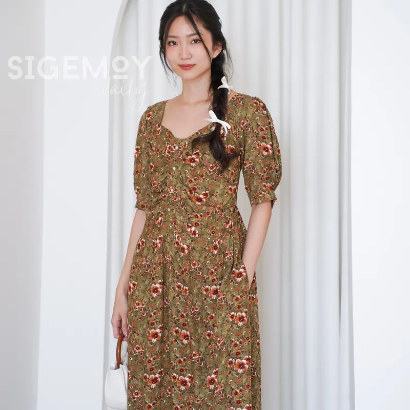 SIGEMOY DAILY -  FUJI DRESS - KOREAN VINTAGE DRESS DASTER NYAMAN BUMIL BUSUI FRIENDLY - SIGEMOY PAJAMAS 3