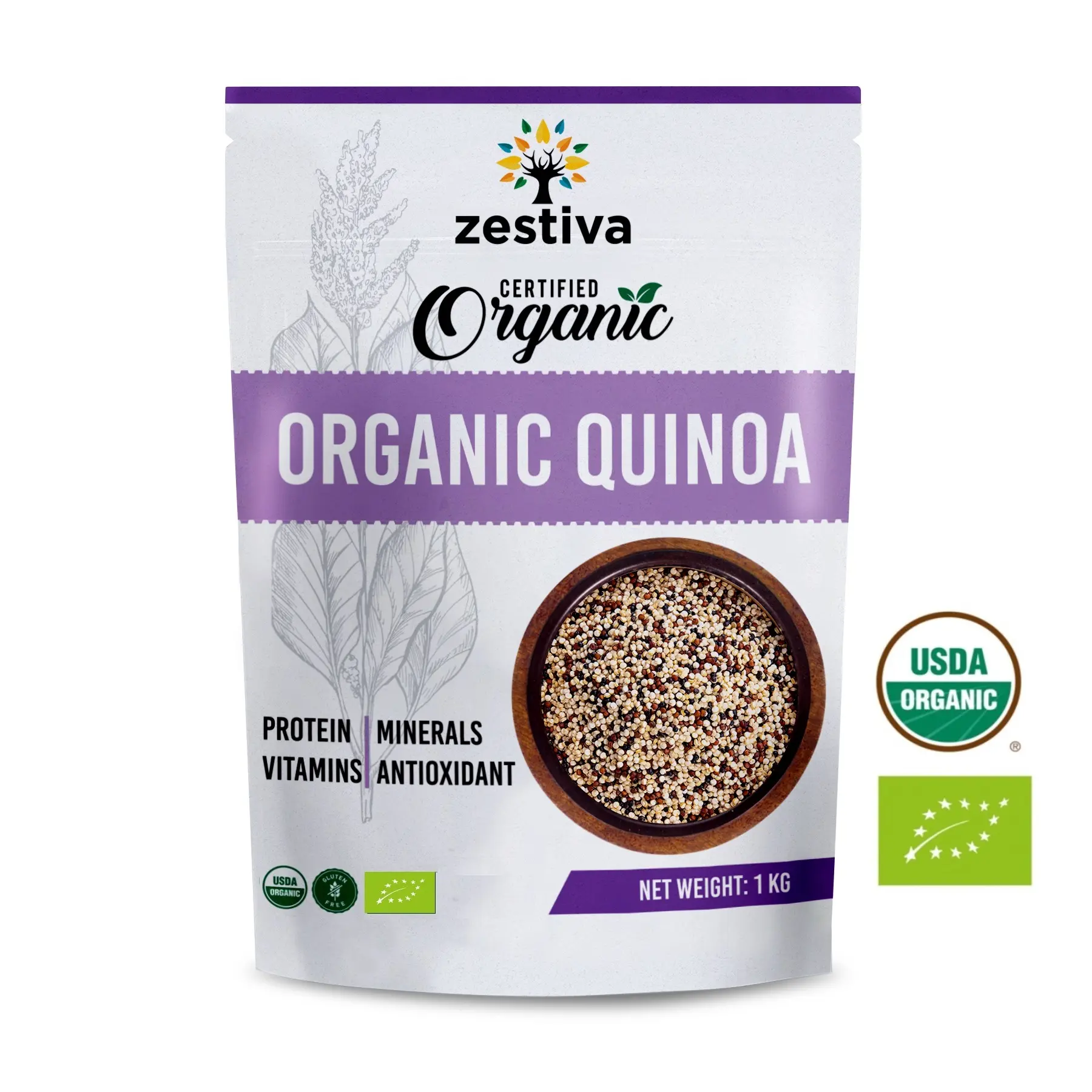 Zestiva Organic Quinoa Tricolor, White, Red or Black, 1KG/pack