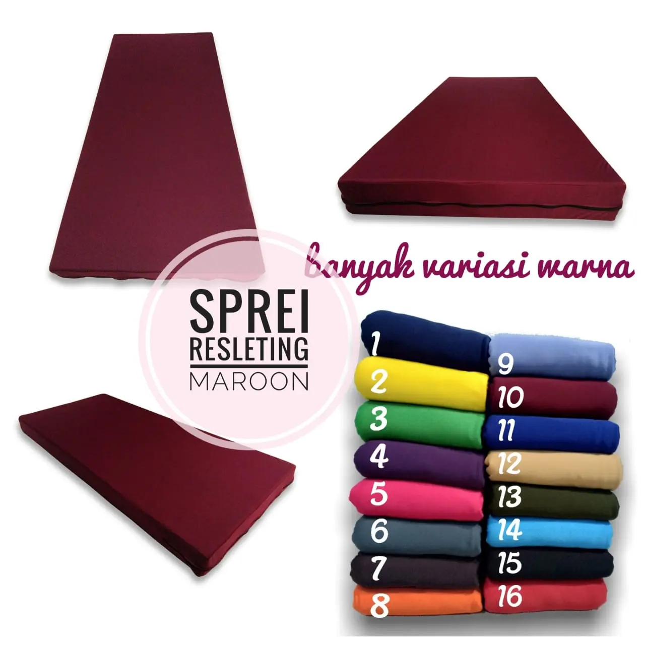 Sarung Kasur / Sprei Sleting & Karet Uk. 90x200 | 100x200 | 80x200 | 70x200 POLOS & MOTIF BAHAN ELASTIS & ADEM | BUSA SPRINGBED