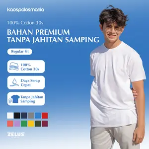 Zelus Apparel Soft Cotton Tanpa Jahit Samping Kaos Polos  Distro  Pria lengan  Pendek