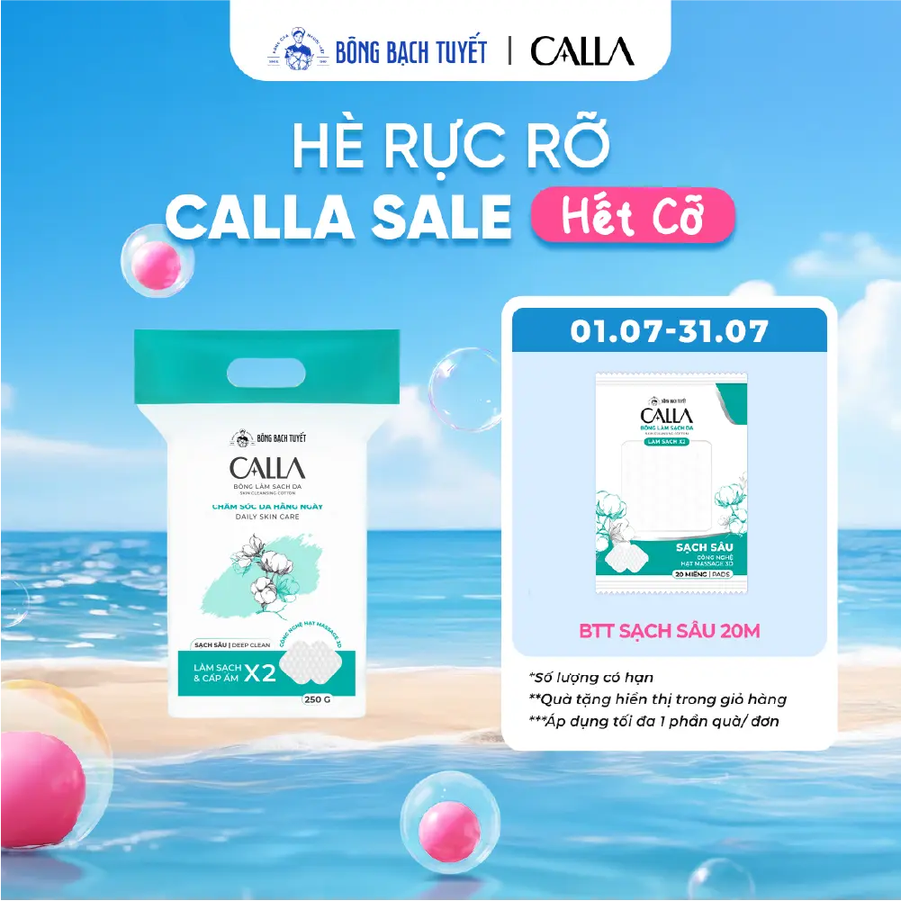 [Tặng Thêm 20 Miếng] Bông Tẩy Trang Bông Bạch Tuyết Calla Sạch Sâu Công Nghệ Hạt Massage 3D 250g (300 Miếng/Túi)