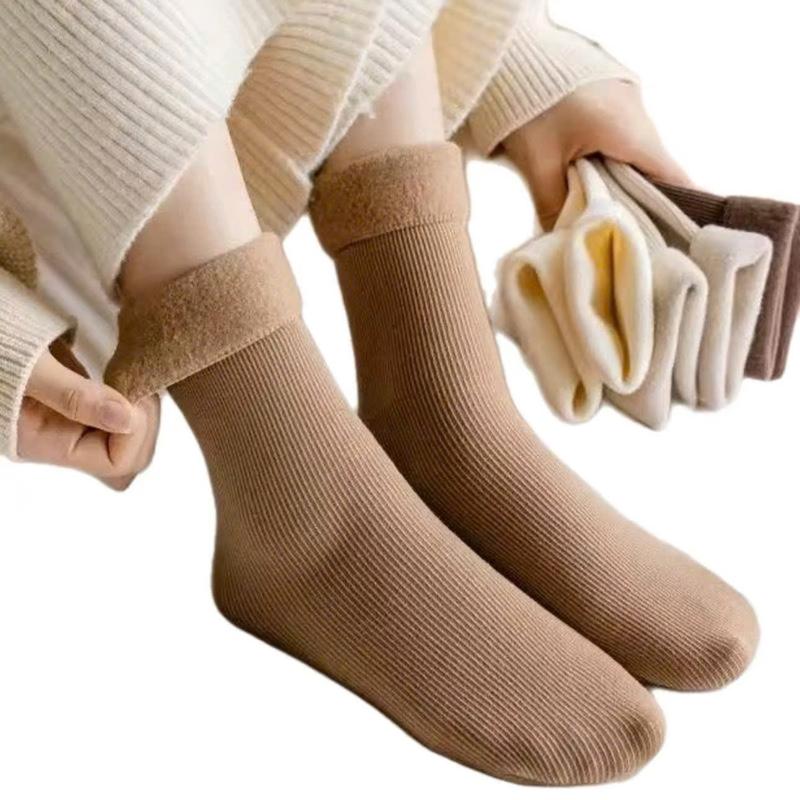 Bộ 10 đôi tất nữ cổ cao chất liệu cotton dày dặn lót lông nỉ giữ nhiệt siêu ấm tông màu pastel