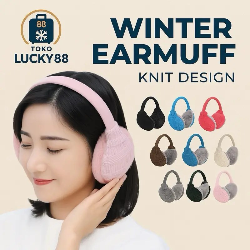 TOKO LUCKY88 IMPORT Earmuff Retro Winter Penghangat Telinga Musim Dingin Lapis Bulu Unisex Wool Velvet Hitam Abu Pink Putih Khaki