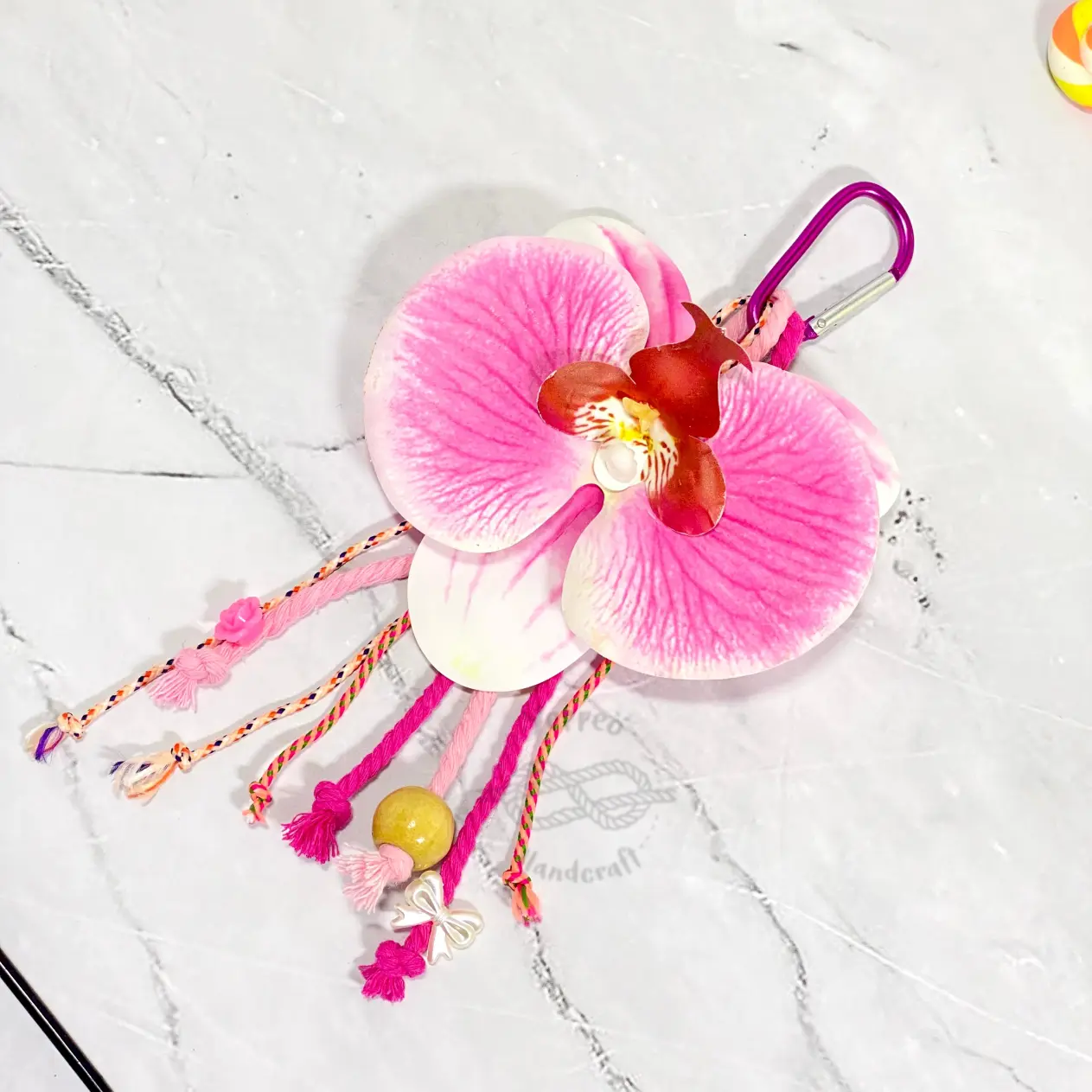 READY STOK BAG CHARM ANGGREK ORCHID Keychain Carabiner Tali Tas Aksesoris