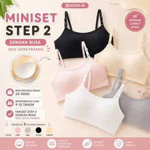 MINISET Step 2 POLOS RIBBED PREMIUM SD SMP MINI SET BH BRA KATUN ANAK REMAJA PEREMPUAN TALI TIPIS WANITA PUBERTAS PUBER DENGAN BUSA MSA4