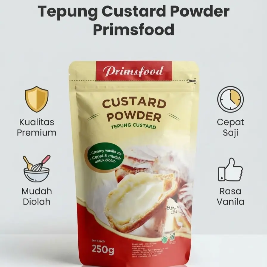 Tepung Kue Custard / Tepung Custard Primsfood 250gr / Tepung Adonan Original