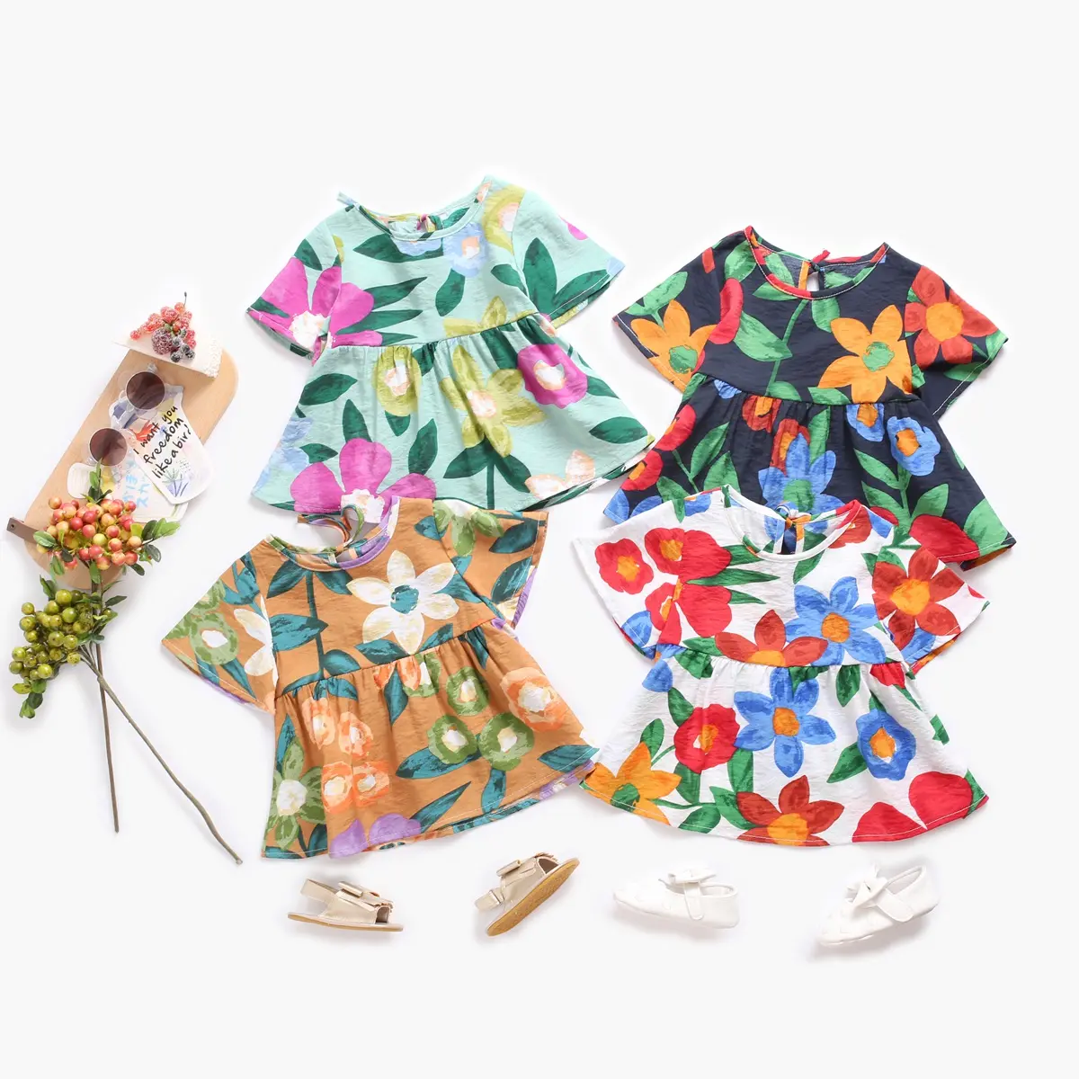 Sanlutoz Summer Baby Girls Dresses Princess Flowers Baby Dress Fashion Cotton Dresses for Baby Girls