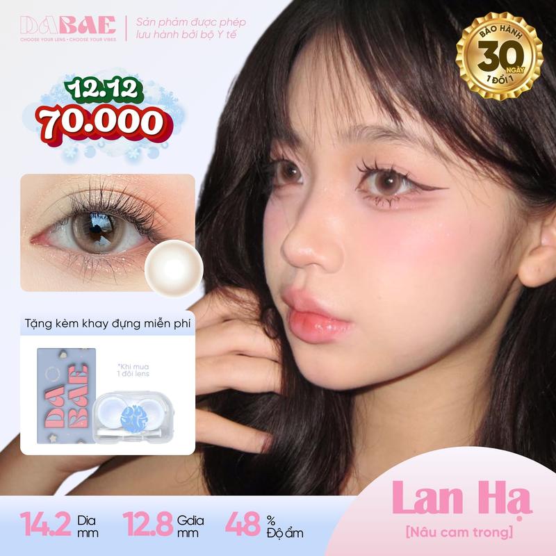  Kính áp tròng DABAE lens cận màu nâu cam sáng trong veo 3 tháng DIA 14.2mm có độ 0-8 LAN HẠ 