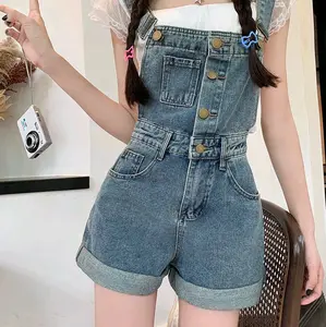 Jumpsuit Pendek Wanita Bahan Denim