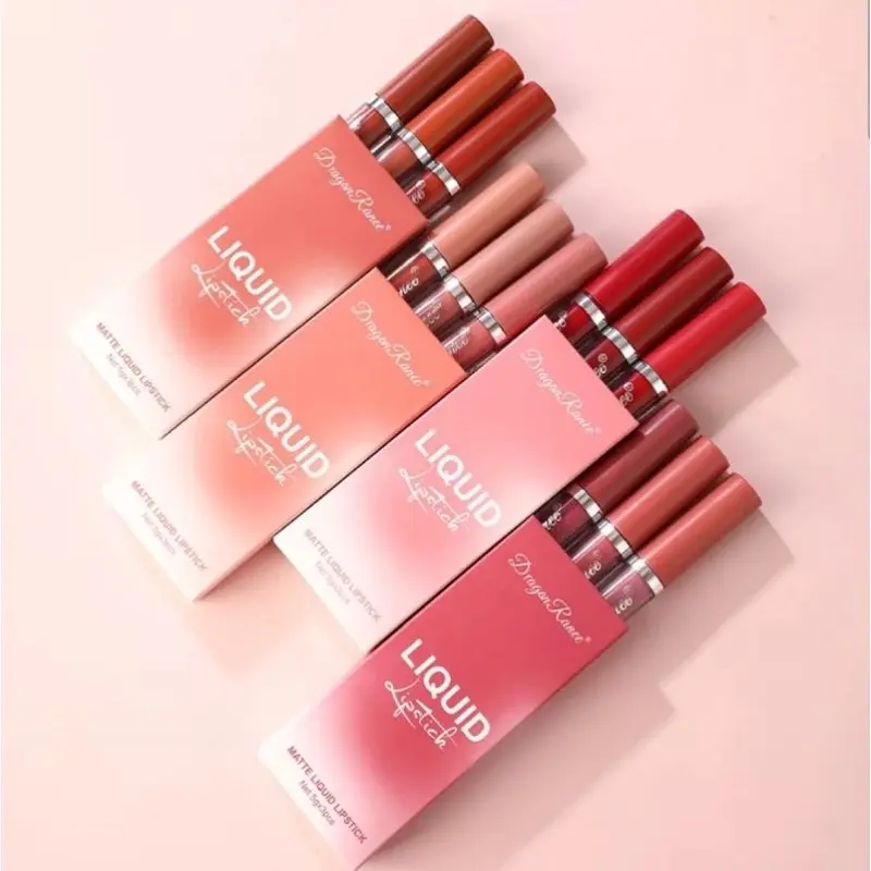 Lipstik Tahan Air Waterproof isi 3pcs Lipstik Matte Velvet Bagus dibibir tidak kering Tahan Lama Bibir Merah Merona-Isi 3pcs