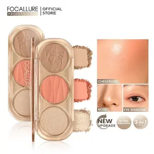 FOCALLURE Pro-Sculpt 3-in-1 3D Palette Highlighter & Contour & Blush Multi-Use