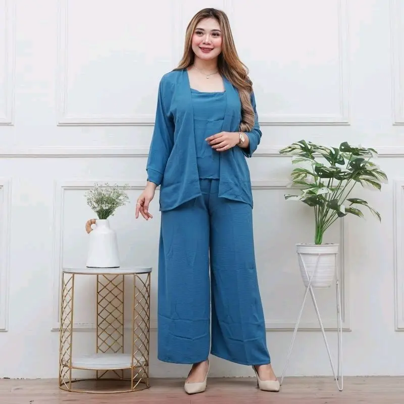 One Set Fuji 3 in 1 Set Blazer With Inner Cringkel Airflow Premium Celana Kulot jumbo 2