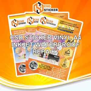 CSD Sticker Vinyl Inkjet Waterproof Synthetic PP / PET Film White Gloss / White Matte / Transparan / Gloss 170 gsm / CAMEL Gloss Stiker Premium Anti Air A4 REPACK 20 Lembar