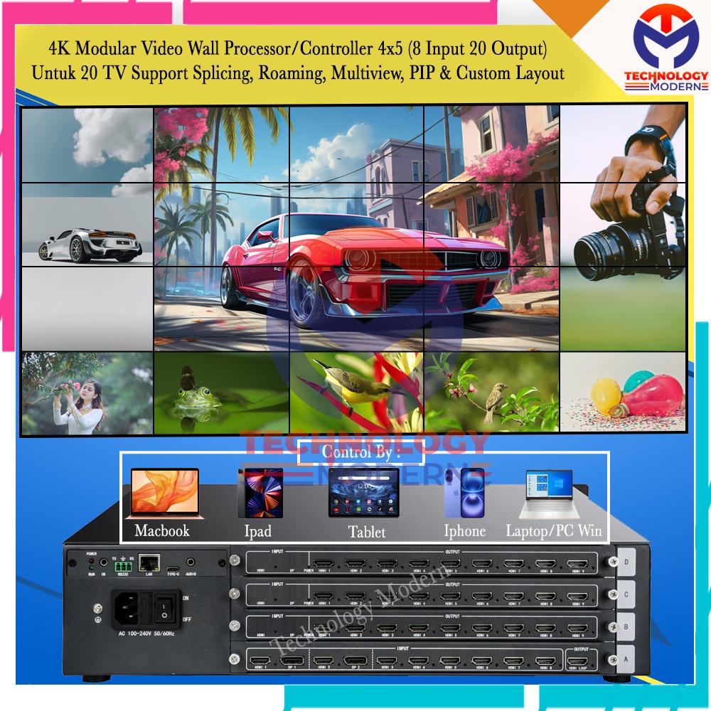 4K HDMI Modular Video Wall Processor/Controller 4x5 4x6 5x5 (8 Input 27 Output) Seamless Switching with Custom Layout & Control Use WEB GUI