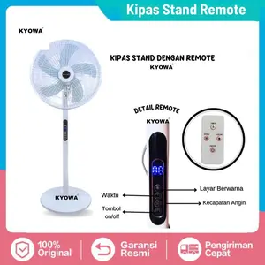 Kipas Angin Standing Kyowa KW-1608A / Kipas Berdiri 2in1 / 5 Baling Baling / Kipas Remote / Desain Modern