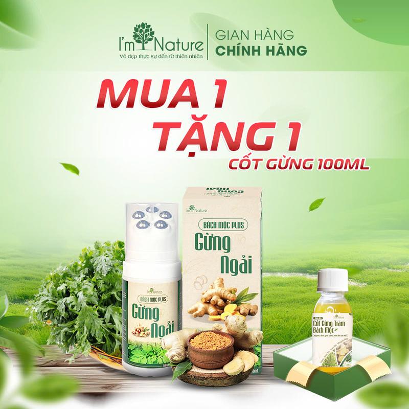 [MUA 1 TẶNG 1 cốt gừng 100ml] Con Lăn Massage Gừng Ngải - Hỗ Trợ Giảm Đau Lưng, Giảm Nhức Mỏi Cổ Vai Gáy - Cải thiện khả năng vận động - Thành phần thảo dược - Bách Mộc Plus 130ml