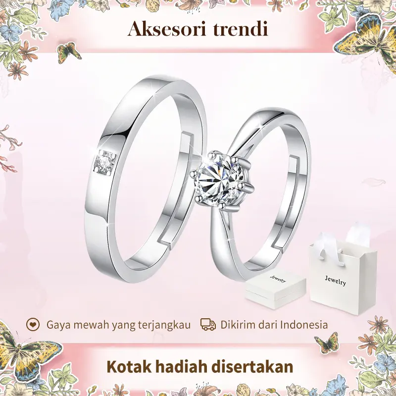 Cincin Pasangan Sepasang Pernikahan Abadi Loop Cubic Zirconia Premium Hadiah Lamaran | Anniversary tunangan stainless ring wanita couple Ukuran yang dapat disesuaikan Cincin Pasangan Sepasang Pernikahan Abadi Loop Cubic Zirconia Premium Hadiah Lamaran | Anniversary tunangan stainless ring wanita couple Ukuran yang dapat disesuaikan