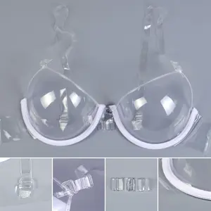 PRODUK TERBARU! Clear Invisible Bra 3/4 Cup Straps Bra Invisible Convertible Adjustable Plastic Transparent Bra Backless Underwire Underwear