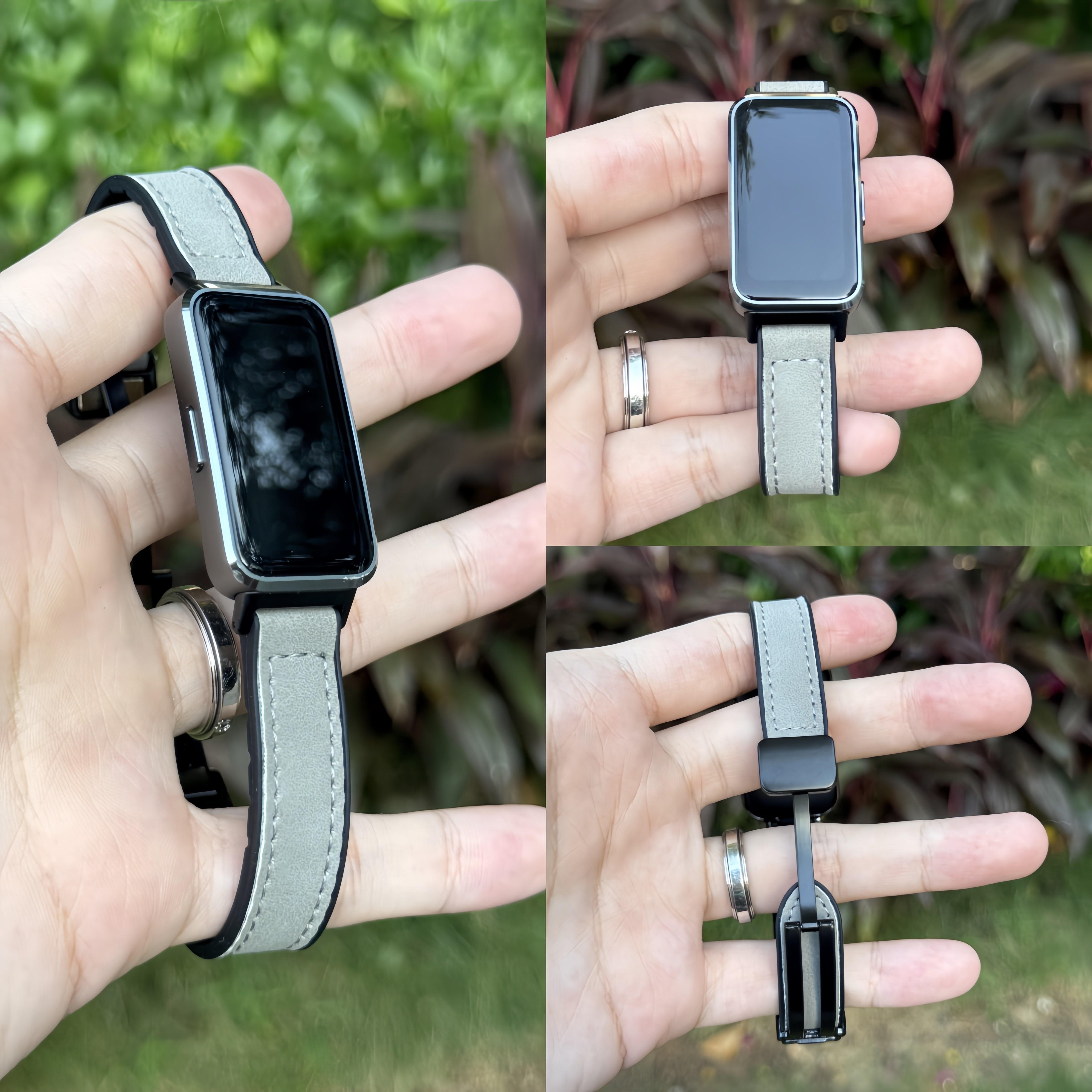 （Tidak termasuk jam）Strap For Huawei Band 8/9/10/11 – Tali Jam Tang Kulit Gaya Olahraga Tahan Air Modis, Aksesoris Pengganti