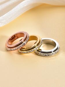Anillo de ansiedad giratorio con piedra preciosa de cz, juguete antiestrés unisex, regalo perfecto de promesa nupcial, joyería para hombres y mujeres