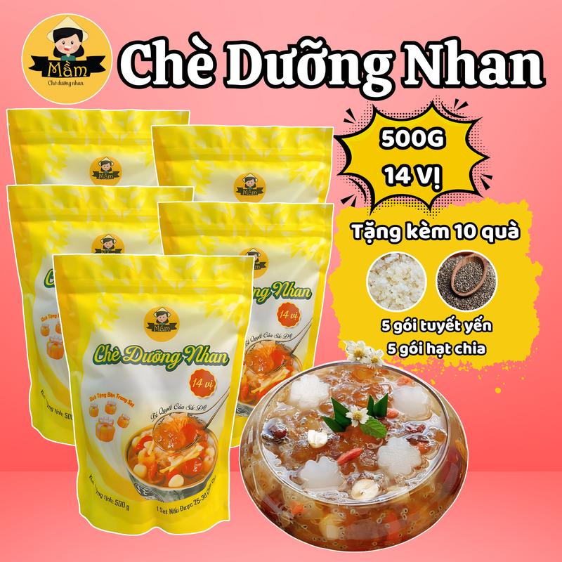 COMBO 5 SET ĐẠI Chè Dưỡng Nhan 14 Vị 500g Cô Mầm Foods - 1 Set Nấu Được 25-30 chén - Nguyên liệu khô