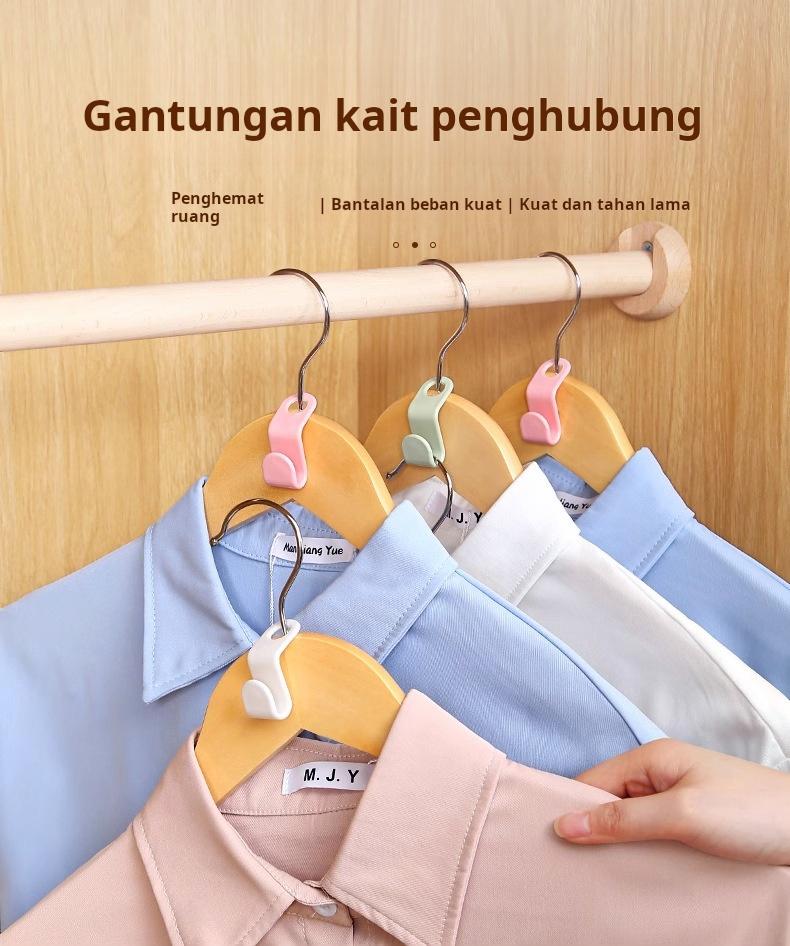 Gantungan baju tebal dengan kombinasi kait tanpa perlu mengebor, rak gantung multi-lapisan untuk penyimpanan dan penghematan ruang.