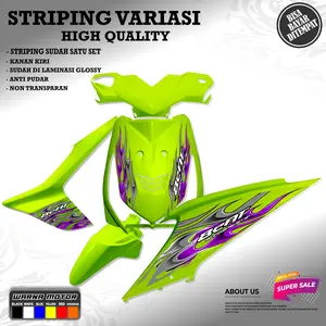 VARIASI 7 STRIPING BEAT KARBU STICKER MOTOR MOTIP API UNGU Motorcycle