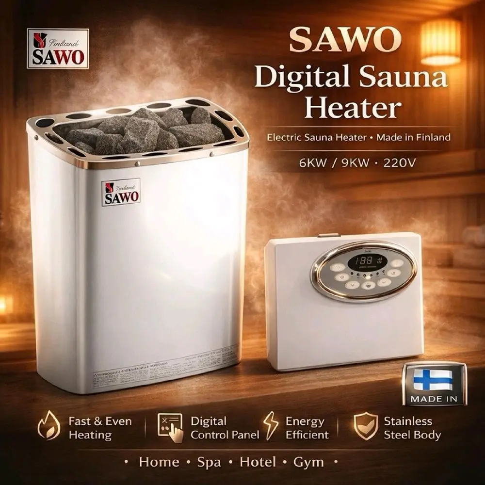 SAWO Digital Sauna Heater | Pemanas Sauna Elektrik | Tungku Sauna 9KW 220v Made in Finland