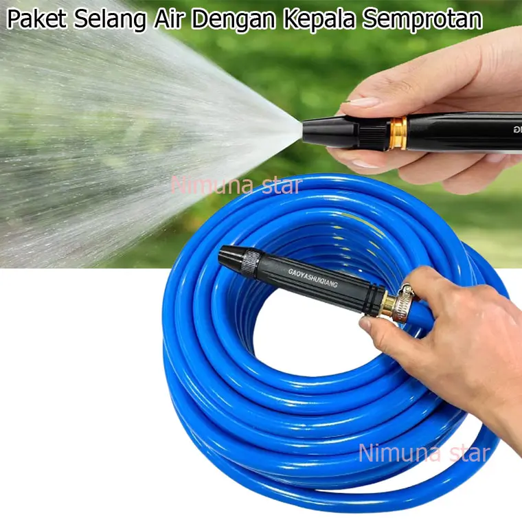 Selang air elastis dop satu set dengan semprotan lurus / Selang semprotan air cuci motor selang dop 5/8 inch Panjang 3-15 Meter 0