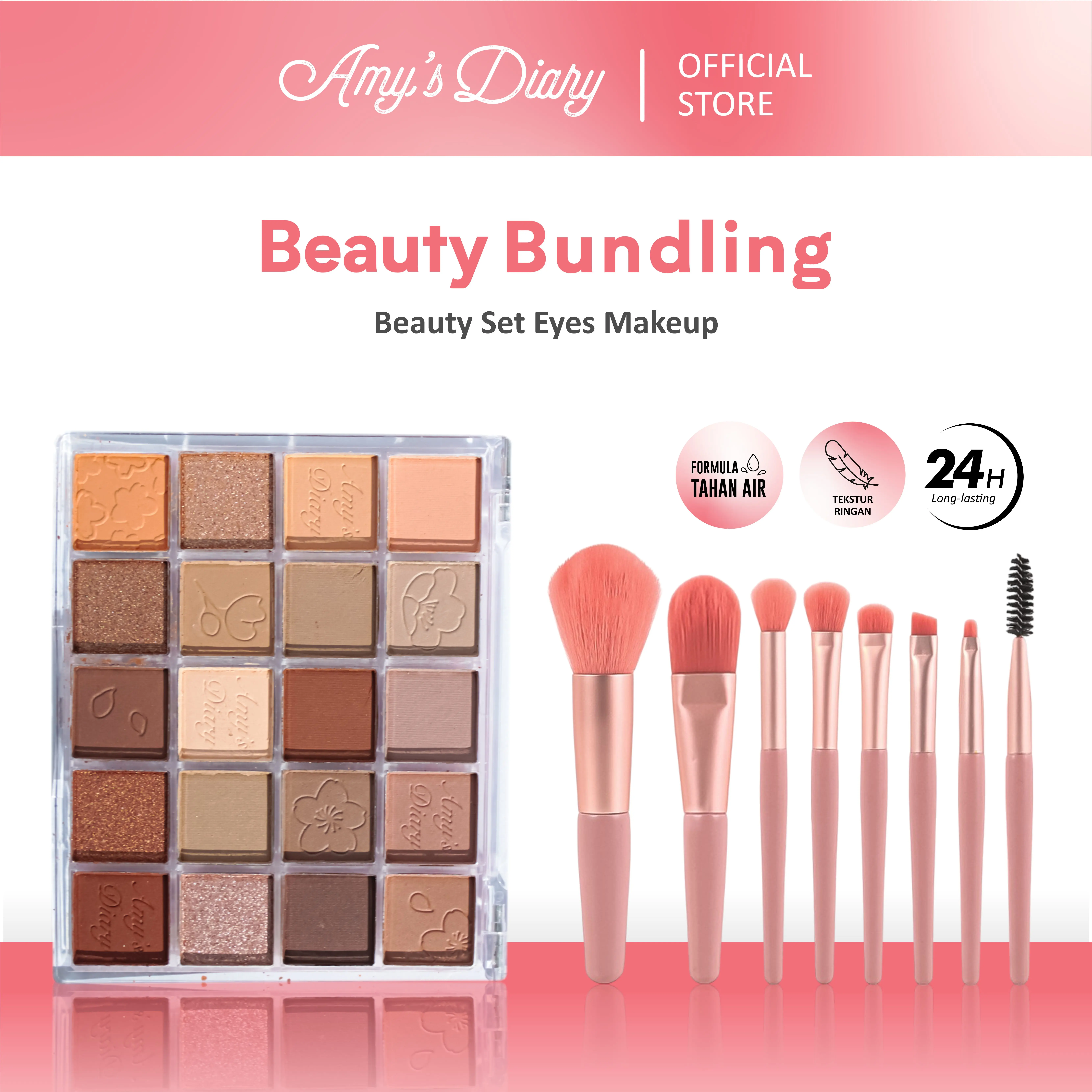 [BUNDLING] Eye Set Makeup Eyeshadow Cherry Blossoms 20 Color Plus Brush Makeup Multifungsi