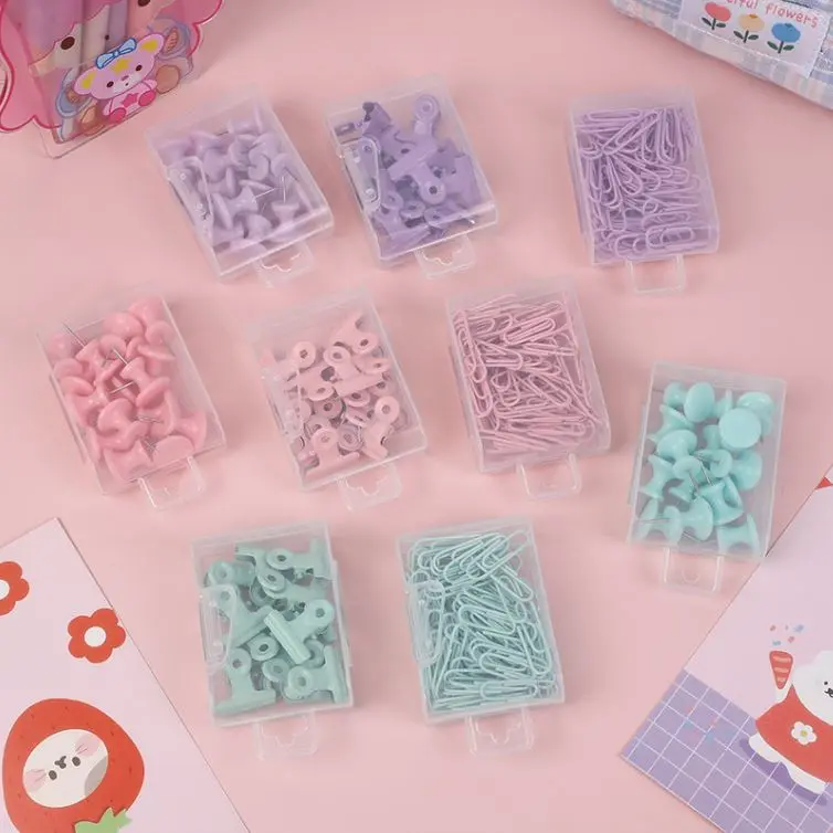 Klip Push Pin Penjepit Buku Paku Kertas ATK Aesthetic 1 Set 5