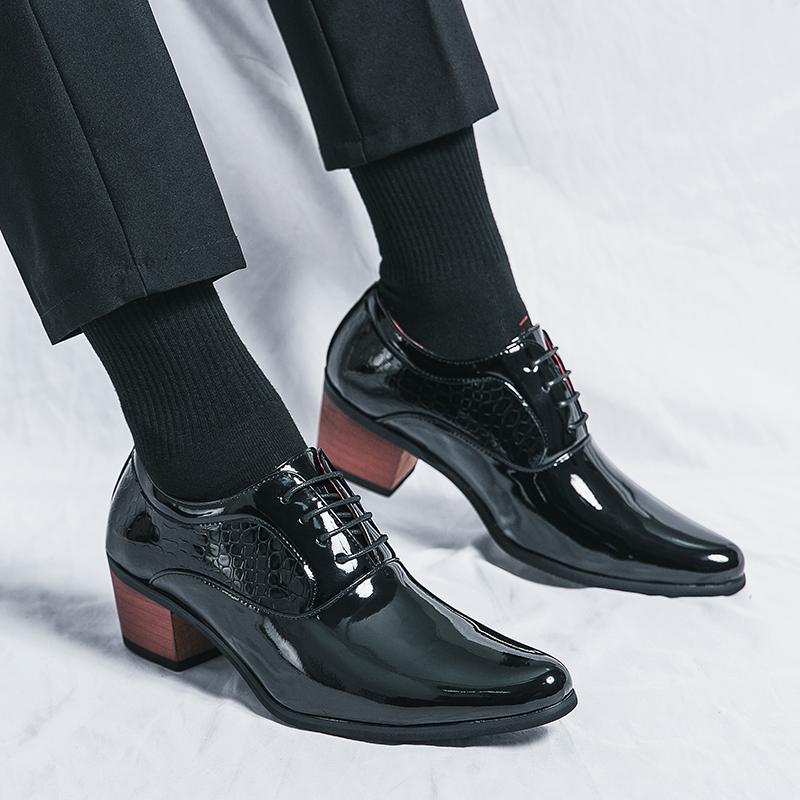 Giày Oxfords Buộc Dây Cho Nam, Hàng Mới Về, Chất Liệu Da, Giày Cao gót Tăng Chiều Cao, Phong Cách Châu Âu, Hoàn Hảo Cho Đám Cưới Và Kích Thước Lớn