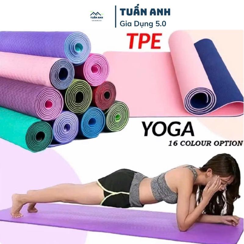 Thảm Yoga Tập Gym Pilates 2 Lớp TPE Cao Su Non 6mm Chống Trơn Trượt. Thảm Nhảy…