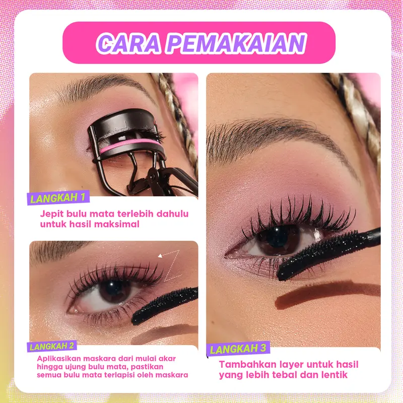 [PAKET EYE MAKEUP 2PCS] DAZZLE ME Dual Eye-conic Bundle Set Lock & Pop! Mascara VoluMAXing LongLASHting Long & Wing! Hyper Stay Slim Eyeliner Smudgeproof Waterproof Transferproof dan Tahan Lama 3