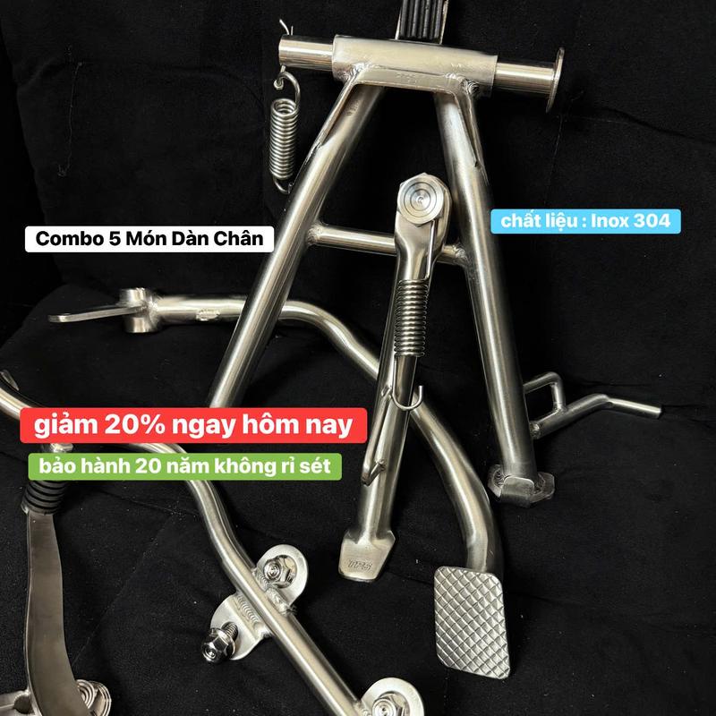 Combo Dàn Chân 5 món inox 304 TPS (Có tặng ốc và mốc treo khó TPS và ôc chống nghiêng + lò xo đứng nghiêng ( Có tất cả những dòng xe có sẵn mọi người độc kỹ mô tả trước khi đặc hàng nhé ) Phụ Kiện Phụ tùng xe máy Đồ chơi xe máy
