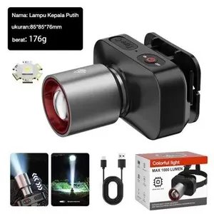 【Garansi 10 tahun】 Senter Kepala Cahaya Maksimal Plus RechargePro USB-C Fokus & Penyebaran Zoom Lampu Kepala Putih 800 Lumen