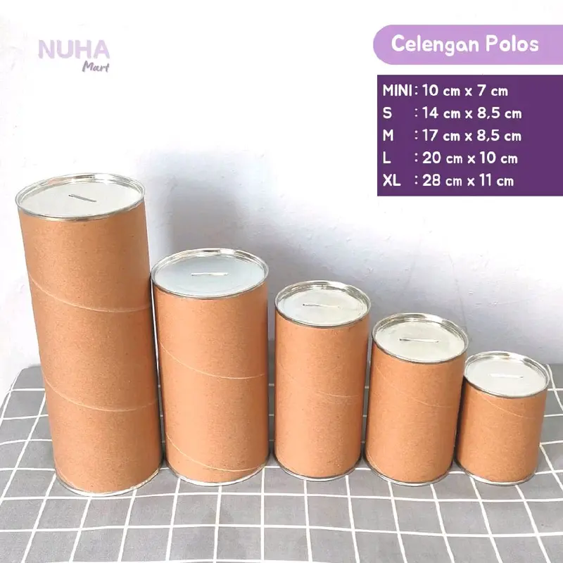 Celengan Polos Mini 10 x 7 cm Komposit Tanpa Sticker Buka Tutup Papertube Souvenir 4
