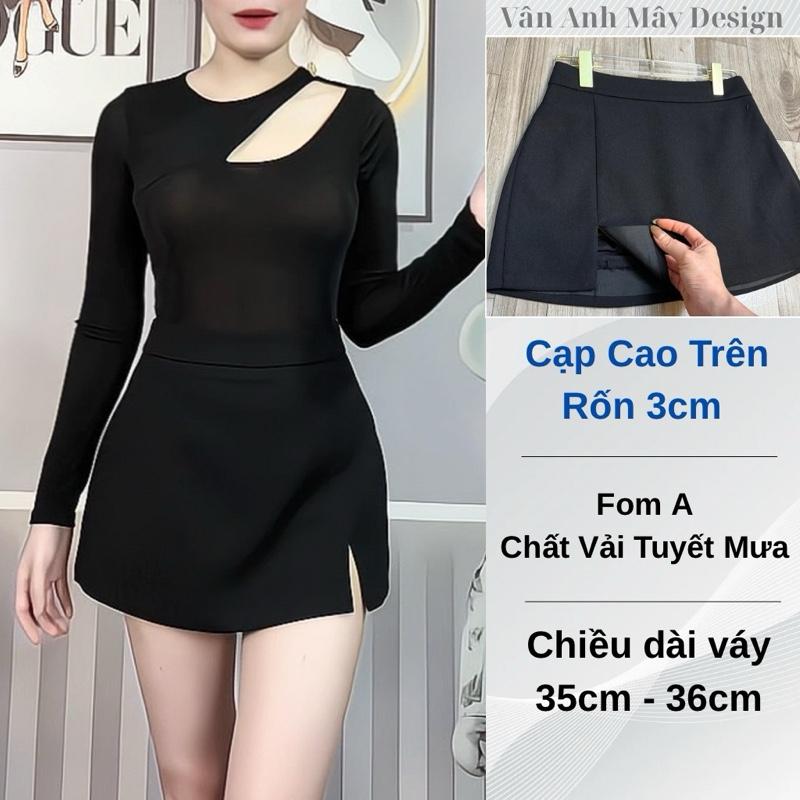 Chân váy ngắn chữ A xẻ đùi -fom chữ A che bụng dưới, vải tuyết mưa dày dặn, có quần bảo hộ nữ women’s