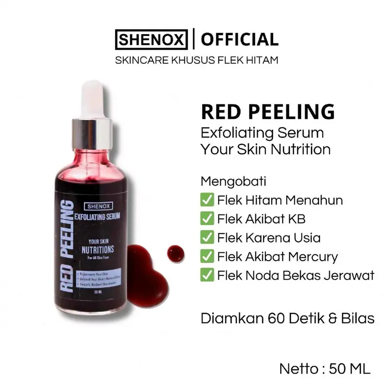 Shenox Red Peeling Serum Exfoliating Flek Hitam | Peeling Solution Serum 1