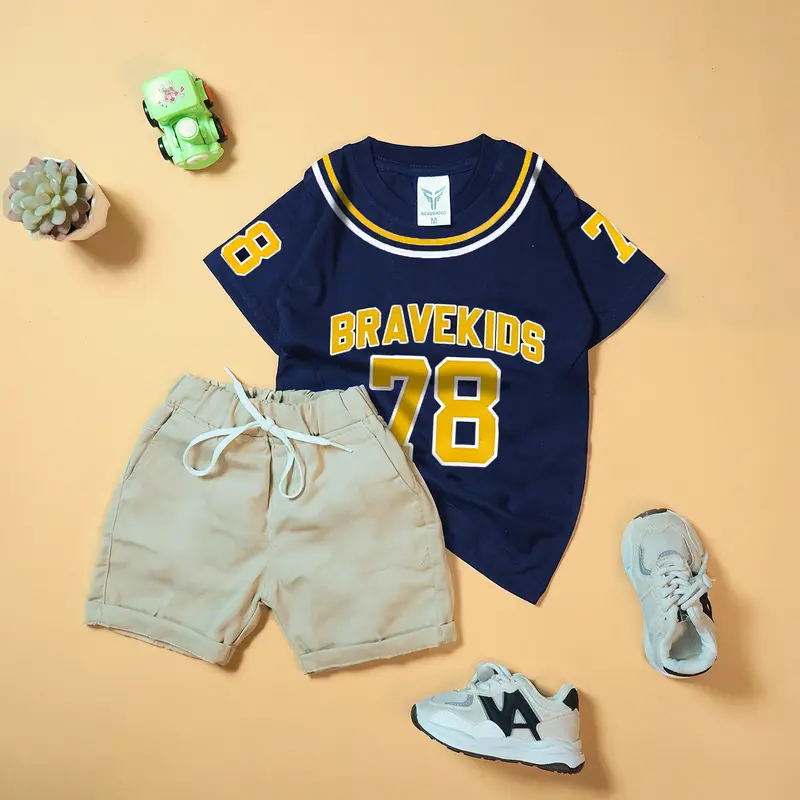 BRAVEKIDS SETELAN T - SHIRT KAOS BASEBALL DAN CELANA ANAK COTTON COMBED 24S 2