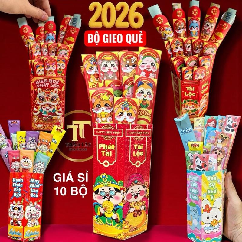  SỈ  10 Bộ  Lì Xì Gieo Quẻ 12 Con Giáp Sáng Tạo 2026 Tết Bính Ngọ Chất Giấy Phản Quan In 3D Xịn Cao Cấp-XƯỞNG LÌ XÌ GIÁ SỈ 