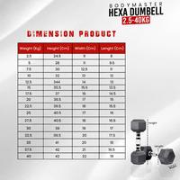 Gambar BODYMASTER Dumbell Fix Hex Rubber BM-A075 | Set 2,5KG 5KG 7,5KG 10KG 12,5KG 15KG 17,5KG | Barbel Hexa Karet - HEX 12.5 dari Ototpro Surabaya Kota Surabaya 3 Tokopedia