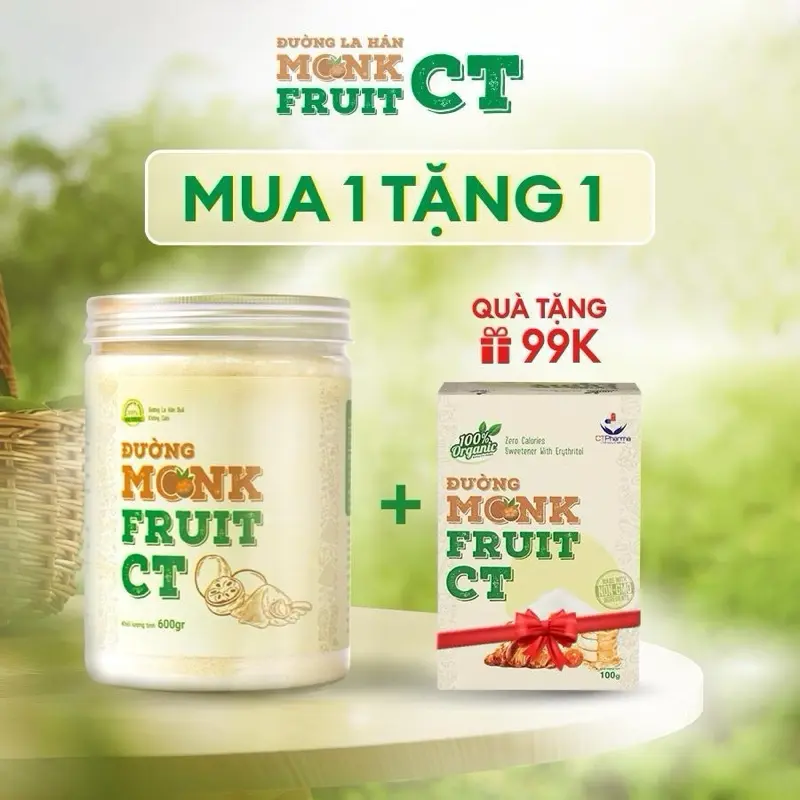 [Combo Mua 1 tặng 1] Đường La hán quả Monkfruit CT| Nguồn gốc tự nhiên | CT Pharma| 600 Gram |Monkfruit Sugar| Ngọt 1:1|