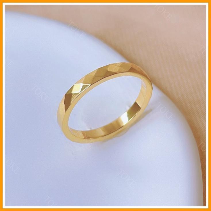 Nhẫn nữ titan không gỉ thiết kế trơn đơn giản bền màu